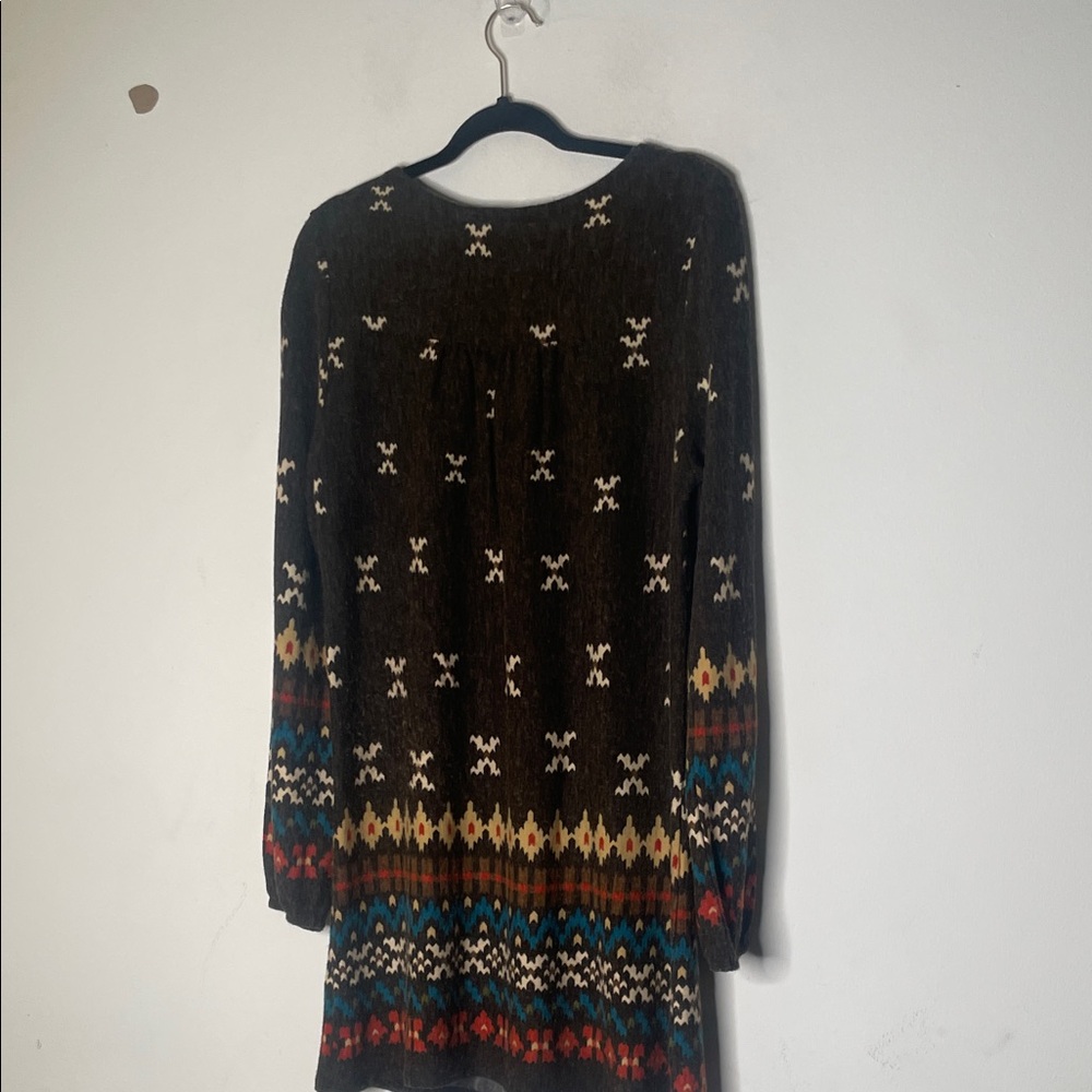 Hazel Brown Multicolor Patterned Long Sleeve Dress - image 4